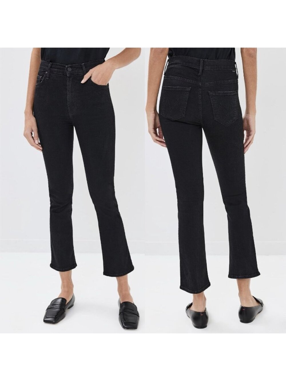 Mother The Insider Crop Jeans in Not Guilty Black Boot Cut Women’s Size 28